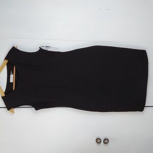 Calvin Klein | Classic Fitted Rib Texture Black Midi Dress Minimalist Chic Sz.6